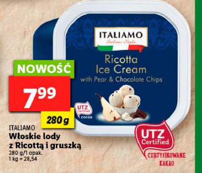 Lody włoskie z ricottą i gruszką Italiamo promocja