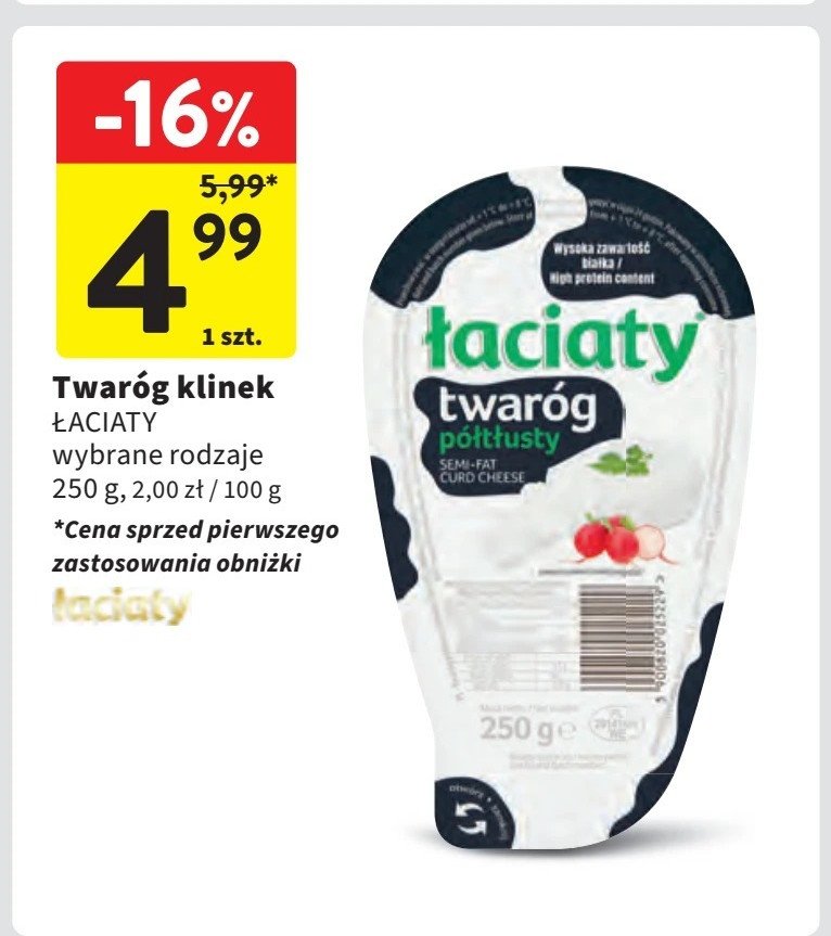 Twaróg połtłusty Łaciaty promocja