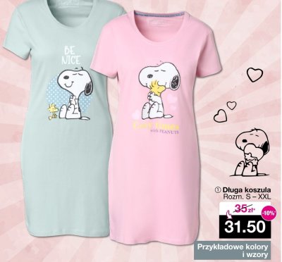 Koszula nocna damska Peanuts Długa koszula promocja w Woolworth