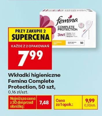 Wkładki higieniczne Complete Protection 50 szt. promocja w Biedronka