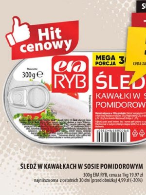 Śledź w kawałkach w sosie pomidorowym Era Ryb promocja w Arhelan