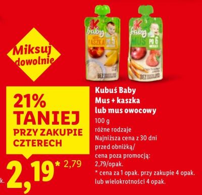 Kaszka Kubuś Baby różne rodzaje promocja w Lidl