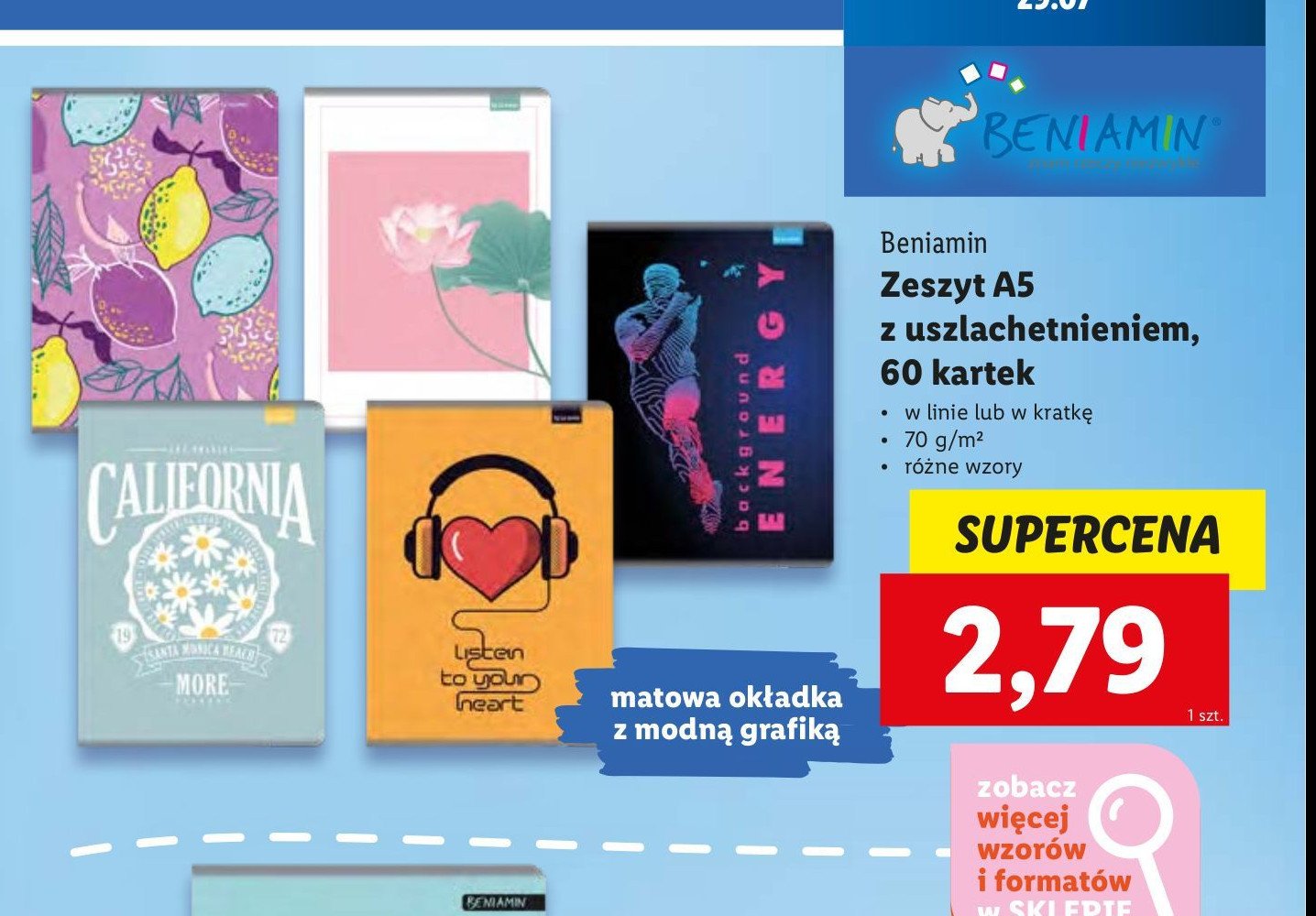 Zeszyt a5/ 60 kartek linia Beniamin Beniamin mn promocja