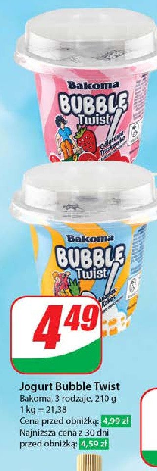 Jogurt truskawka Bakoma bubble twist promocja