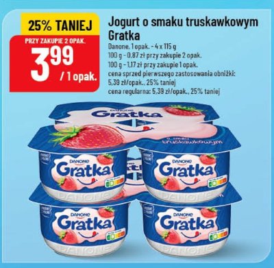 Jogurt o smaku truskawkowym Gratka Danone 4-pak promocja w POLOmarket