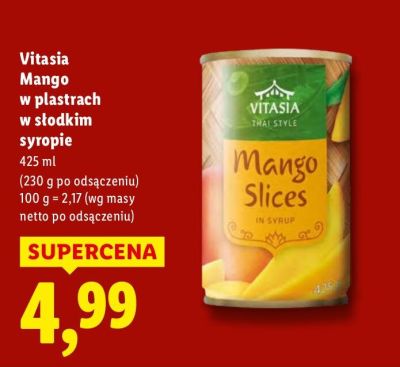 Mango w plastrach w słodkim syropie  promocja w Lidl