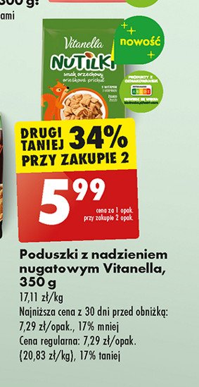 Poduszki z nadzieniem nugatowym Vitanella promocja