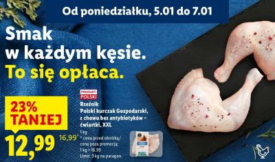 Kurczak polski ćwiartki XXL promocja w Lidl