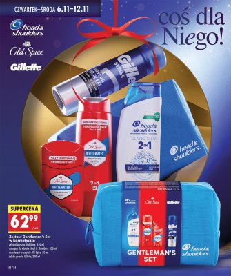 Zestaw Gentleman's Set w kosmetyczce: żel do golenia Gilette, żel pod prysznic i dezodorant w sztyfcie Old Spice, szampon Head&Shoulders promocja w Biedronka