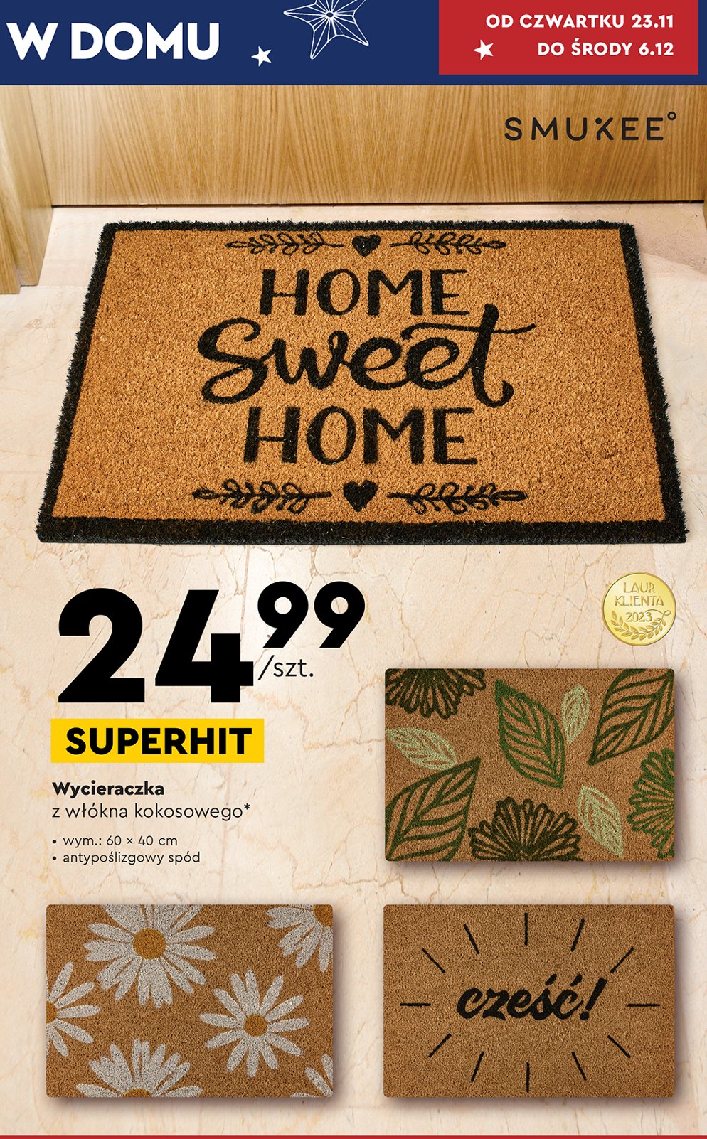 Wycieraczka 60 x 40 cm Smukee promocja