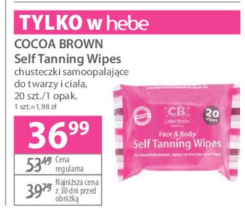 Chusteczki samoopalające Cocoa brown promocja