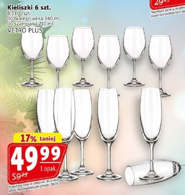Kieliszki 6 szt. do białego wina 340 ml, szampana 210 ml promocja w Prim Market