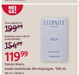 Woda toaletowa CALVIN KLEIN ETERNITY MEN AQUA promocja