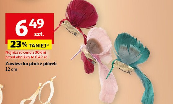 Zawieszka ptak z piórek 12 cm Actuel promocja w Auchan