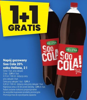 Napój gazowany Soo Cola 20% soku Hellena, 2 l promocja w Twój Market