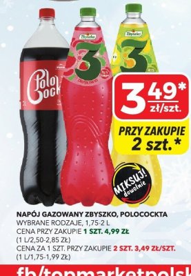 Napój gazowany Zbyszko, Polococka wybrane rodzaje, 1,75-2 l promocja w Top Market