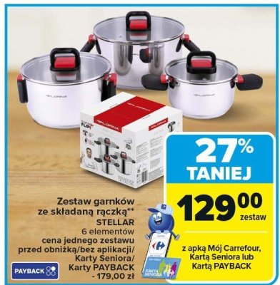 Zestaw garnków ze składaną rączką STELLAR 6 elementów promocja w Carrefour