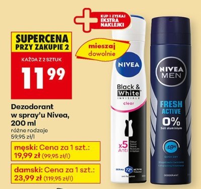 Dezodorant w sprayu Nivea, 200 ml męski różne rodzaje promocja w Biedronka