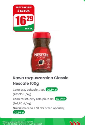 Kawa rozpuszczalna Classic 100 g promocja w Dino
