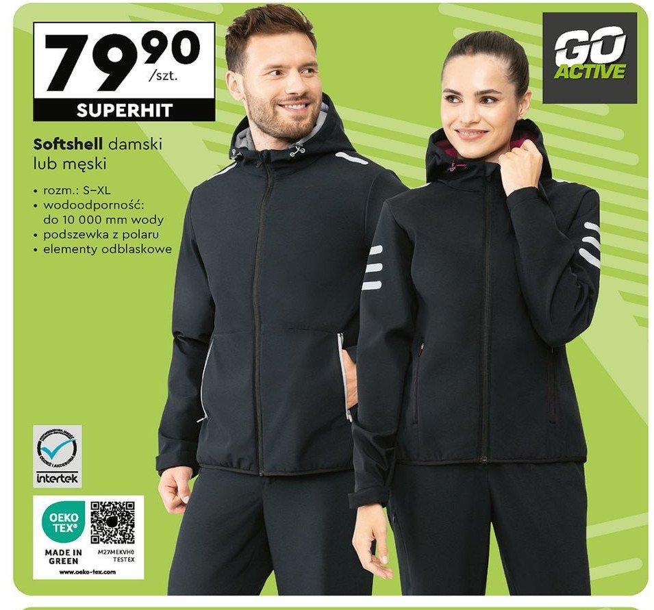 Softshell męski s-xl Go active promocja w Biedronka