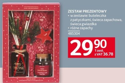 Zestaw prezentowy wzestaw: buteleczka z patyczkami, świeca zapachowa, ozdobna gwiazda promocja w Selgros