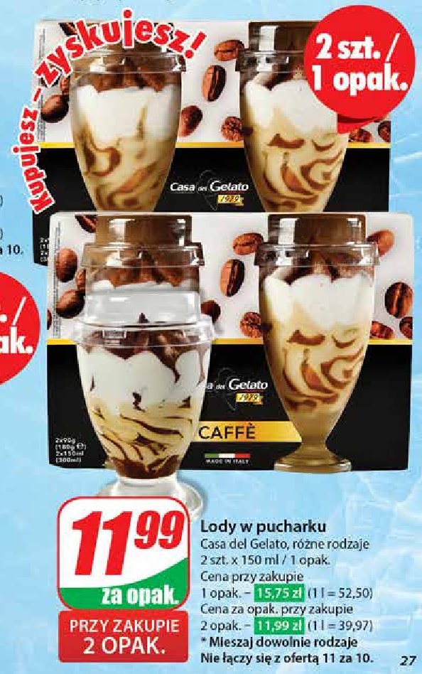 Lody caffe CASA DEL GELATO promocja