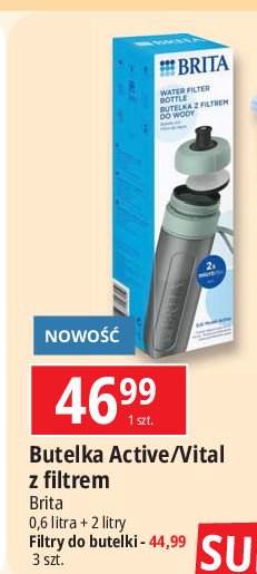 Zestaw butelka filtruj膮ca active 600 ml niebieska + wk艂ad microdisc 1 szt Brita fill&go active promocja