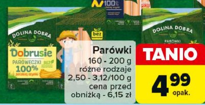 Parówki dobrusie z szynki Dolina dobra promocja