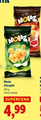 Chrupki Nomz różne rodzaje promocja w Lidl