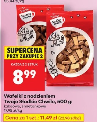 Wafelki z nadzieniem Twoje Słodkie Chwile, 500 g: kakaowe, śmietankowe promocja w Biedronka