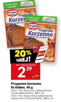 Przyprawa korzenna Dr.Oetker, 40 g promocja w Twój Market