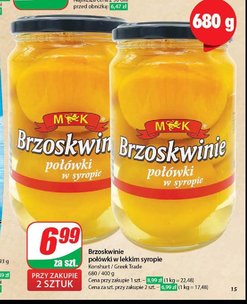 Brzoskwinie po艂贸wki w lekkim syropie M&k promocja