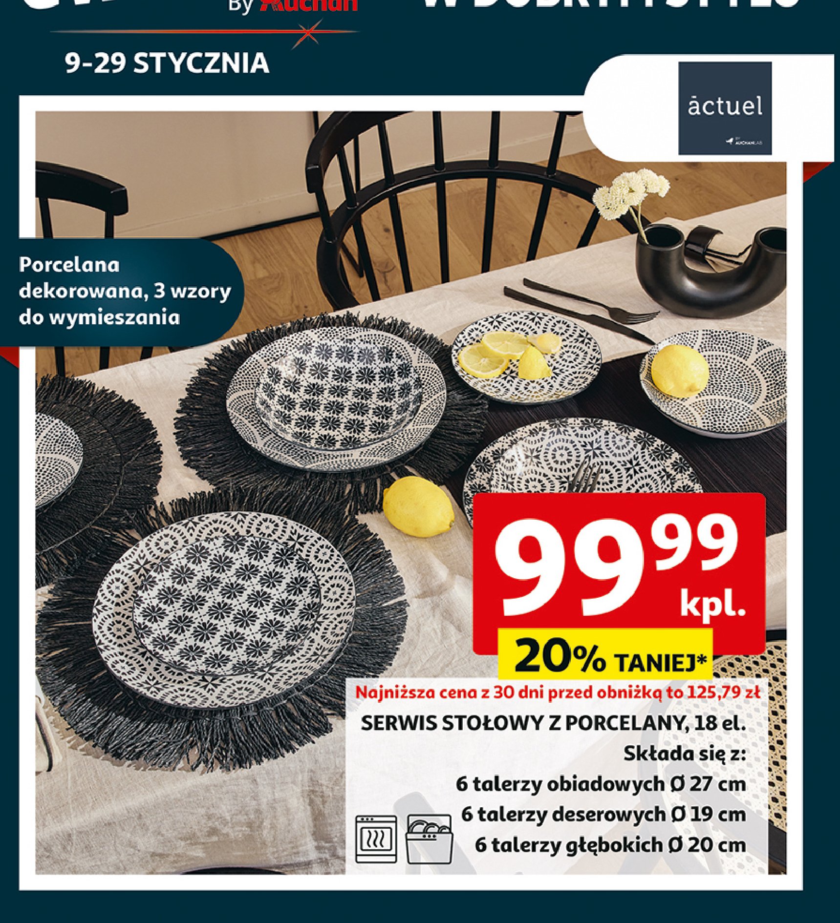 Serwis stołowy porcelanowy Actuel promocja w Auchan