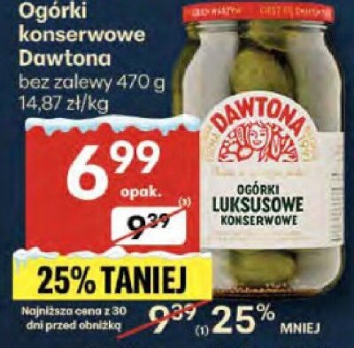 Ogórki konserwowe Dawtona bez zalewy promocja w Delikatesy Centrum