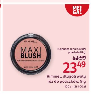 Róż do policzków Rimmel maxi blush promocja w Rossmann