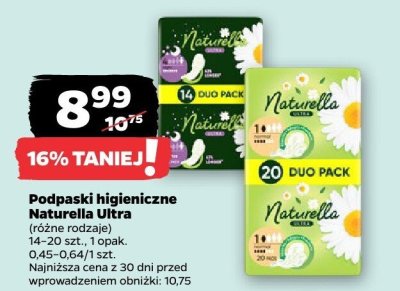 Podpaski higieniczne Naturella Ultra promocja w Netto