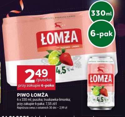 Piwo Łomża truskawka-limonka promocja w Stokrotka