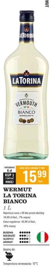 Vermouth LA TORINA BIANCO promocja