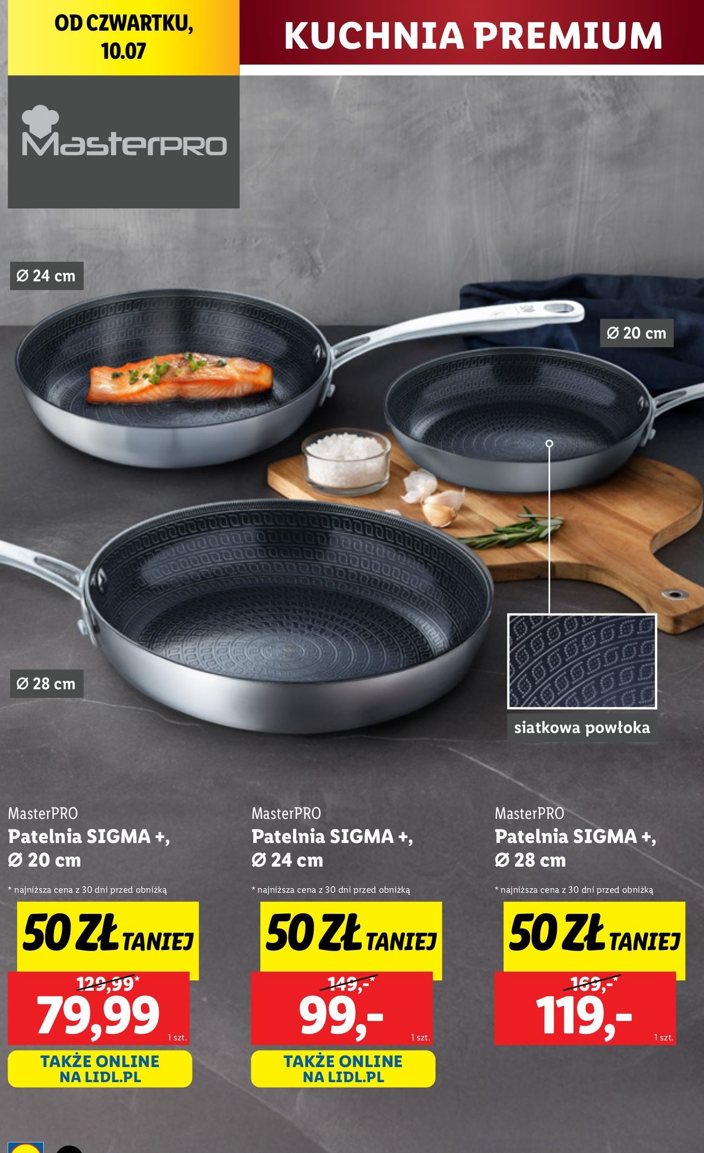 Patelnia sigma+ 28 cm Masterpro promocja w Lidl