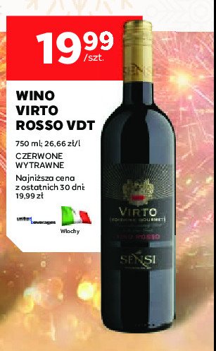 Wino wytrawne VIRTO ROSSO SENSI promocja w Stokrotka