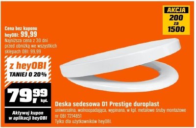 Deska sedesowa D1 Prestige duroplast promocja w OBI