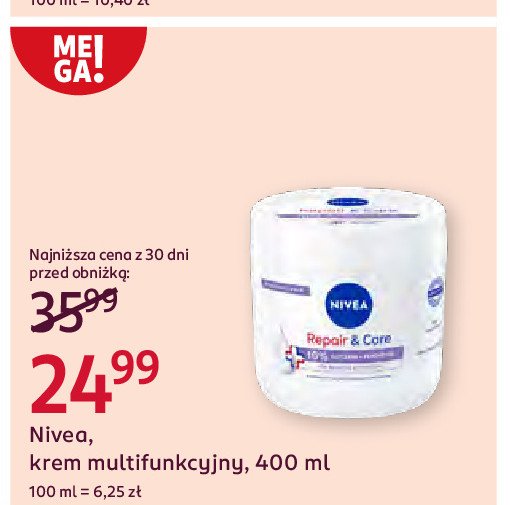 Krem do ciała nawilżająco-regenerujący Nivea promocja w Rossmann