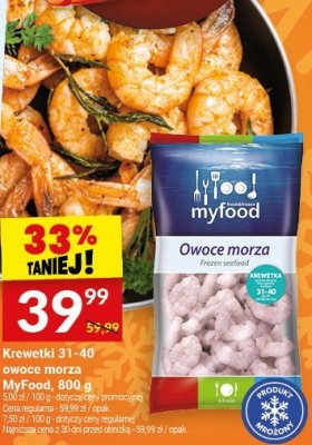 Krewetki 31-40 owoce morza MyFood, 800 g promocja w Twój Market