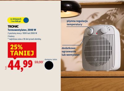 Termowentylator 2000 W TRONIC promocja w Lidl