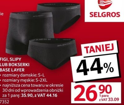 Figi, slipy lub bokserki Base Layer promocja w Selgros