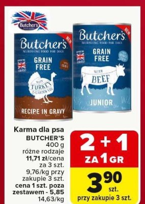 Karma dla psa BUTCHER'S Grain Free 400 g różne rodzaje promocja w Carrefour