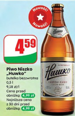 Piwo Niszko "Huwko" butelka bezzwrotna promocja w Dino