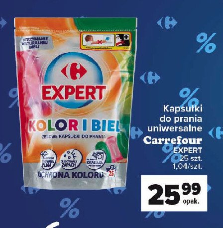 Kapsułki żelowe kolor i biel Carrefour expert promocja