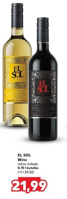 Wino El sol medium sweet promocja