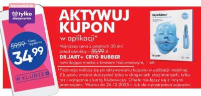 Nawilżaca maska DR.JART+ CRYO RUBBER z kwasem hialuronowym, 1 szt. promocja w Super-Pharm